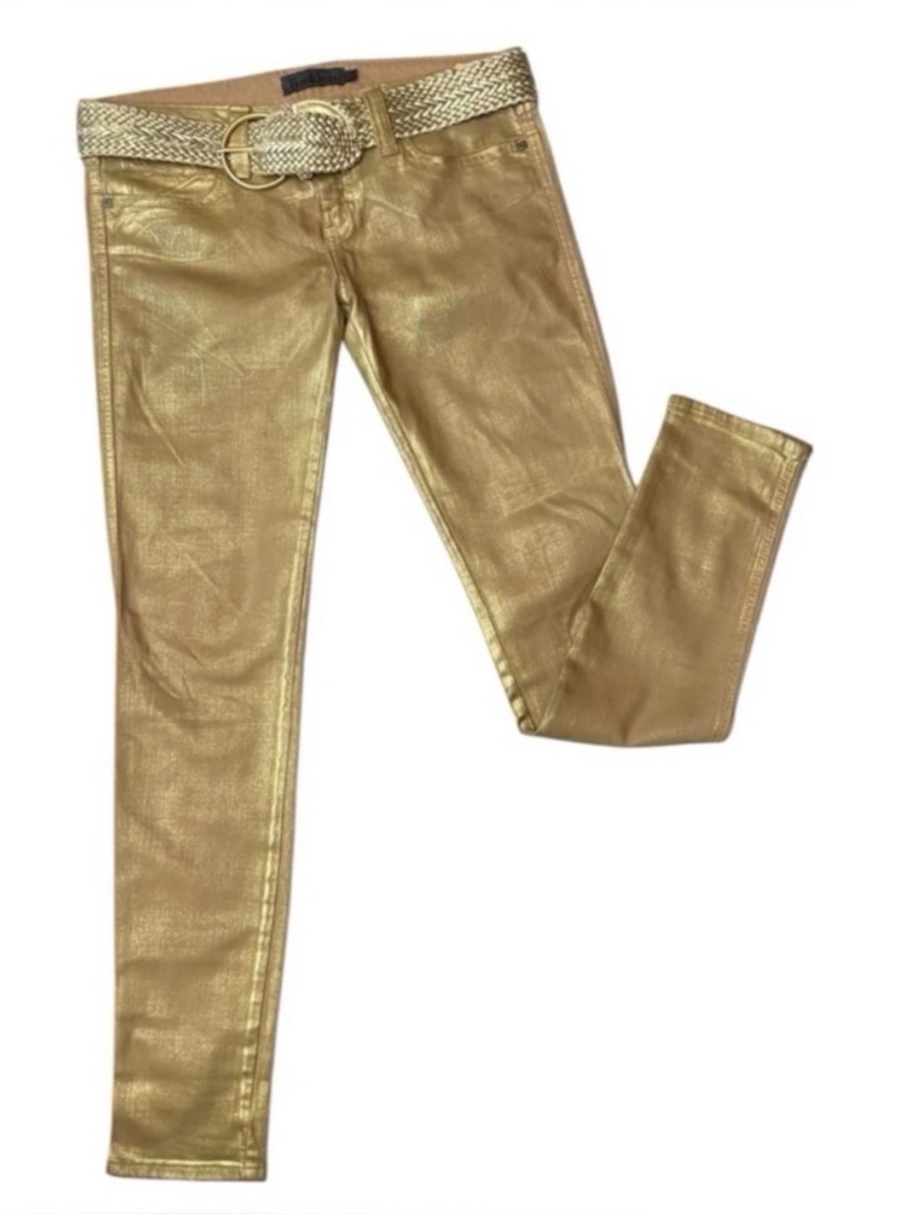 Y2K Frankie B Wax Gold Skinny Jeans